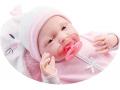Pink Soft Body Le Newborn dans Bunny Bunting et accessoires. Corps souple nouveau-né. Costume rose avec couverture. - Berenguer - 18789