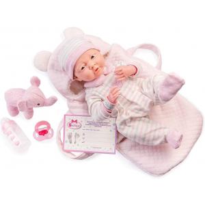 Berenguer - 18791 - Rose Soft Body Le Newborn dans un panier de transport souple et des accessoires. Corps souple nouveau-né. Costume r (451892)