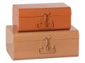 Set de 2 valises de rangement - poudre / rose, taille : H : 18 cm - L : 44 cm - l : 27 cm - Maileg - 19-1530-01