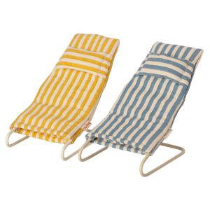Set de chaises longues de plage, pour souris, taille : H : 5 cm - L : 5 cm - l : 10 cm - Maileg - 11-1407-00