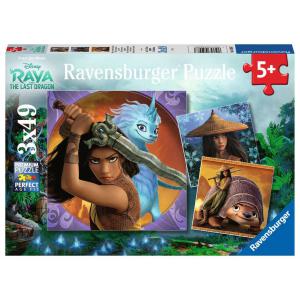 Puzzles 3x49  pièces -  Raya, la courageuse guerrière / Disney Raya et le dernier dragon - Ravensburger - 05098