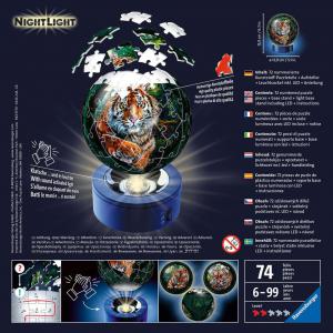 Puzzle 3D Ball 72 pièces illuminé - Les grands félins - Ravensburger - 11248