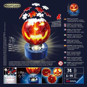 Puzzle 3D Ball 72 pièces illuminé - Citrouille d'Halloween - Ravensburger - 11253