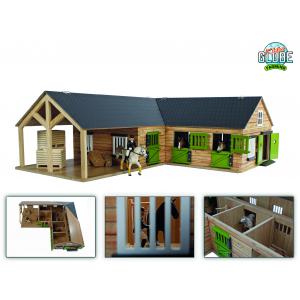 Horse stable with 4 boxes storage and wash box - 68x77x27cm - échelle 1:24 - Kids Globe Farmer - 610211