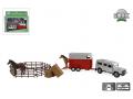 Kids Globe Land Rover with horse trailer and accessories die cast pull back 26cm - Kids Globe Farmer - 520213