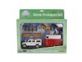 Kids Globe Land Rover with horse trailer and accessories die cast pull back 26cm - Kids Globe Farmer - 520213