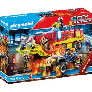 Camion de pompiers et véhicule enflammé - Playmobil - 70557