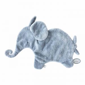 Doudou attache-tétine éléphant bleu Oscar - Position allongée 27 cm, Hauteur 17 cm - Dimpel - 884806