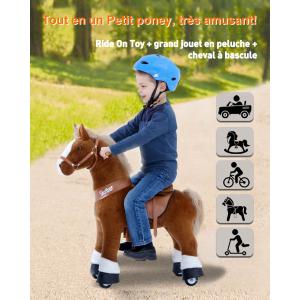 Polycycle Cheval marron avec sabot blanc, frein et son à monter Age 4-8 ans - Ponycycle - Ux424
