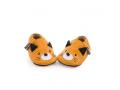 Chaussons cuir chat moutarde Les moustaches 0/6 m - Moulin Roty - 666527