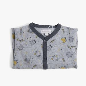 Pyjama 1m jersey gris chiné allover chats Les Moustaches - Moulin Roty - 666800