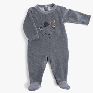 Pyjama 6m jersey gris chiné allover chats Les Moustaches - Moulin Roty - 666802