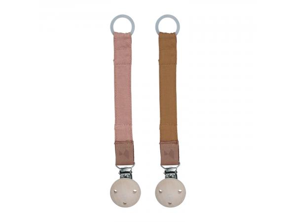 Pacifier strap - ochre - old rose - 2 pack