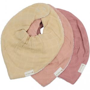 Set de 3 bavoirs bandana en coton rose pastel - Fabelab - 2006238229