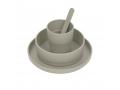 Coffret repas PP-Cellulose Uni gris chaleureux (assiette, bol, tasse, cuillère) - Lassig - 1310040265