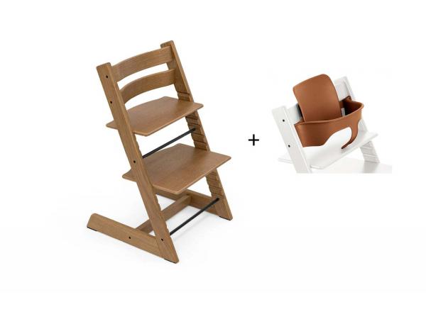 Chaise tripp trapp chêne brun avec baby set