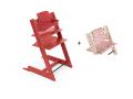 Chaise Tripp Trapp rouge chaud, coussin Fox rose et babyset - Stokke - BU473