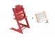 Chaise Tripp Trapp rouge chaud, coussin Lucky gris et babyset