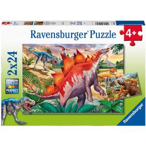 Puzzles 2x24  pièces -  Mammouths et dinosaures - Ravensburger - 05179
