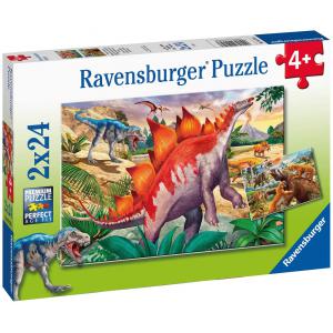 Puzzles 2x24  pièces -  Mammouths et dinosaures - Ravensburger - 05179