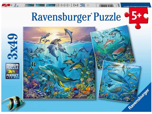 Puzzles enfants - puzzles 3x49 pièces - le monde animal de l'océan