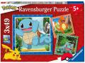 Puzzles enfants - Puzzles 3x49 pièces - Salamèche, Bulbizarre et Carapuce / Pokémon - Ravensburger - 05586