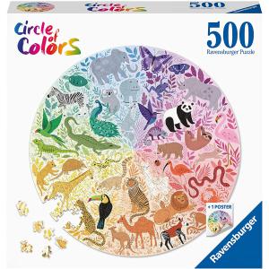 Puzzle rond 500 pièces - Animaux (Circle of Colors) - Ravensburger - 17172