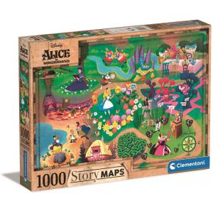 Puzzle adulte, Disney Maps - 1000 pièces - Alice aux pays des Merveilles - Disney - 39667
