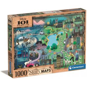 Puzzle adulte, Disney Maps - 1000 pièces - Les 101 Dalmatiens - Clementoni - 39665