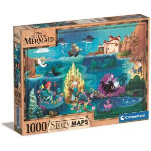 Puzzle adulte, Disney Maps - 1000 pièces - La Petite Sirène - Disney - 39664