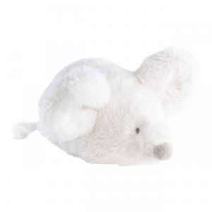 Doudou musical souris blanc Maude - Position allongée 24 cm, Hauteur 11 cm - Dimpel - 887289