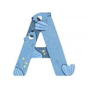 Lettre bois A bleu L'alphabet (emb/6) - Moulin Roty - 677003
