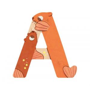Lettre bois A orange L'alphabet (emb/6) - Moulin Roty - 677004