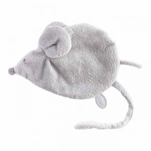 Doudou attache-tétine souris gris clair Maude - Position allongée 24 cm, Hauteur 16 cm - Dimpel - 887107
