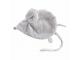 Doudou attache-tétine souris gris clair Maude - Position allongée 24 cm, Hauteur 16 cm