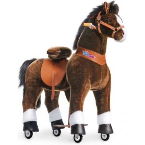 Ponycycle Cheval chocolat brun avec sabot blanc, frein et son à monter Age 7 ans + - Ponycycle - Ux521