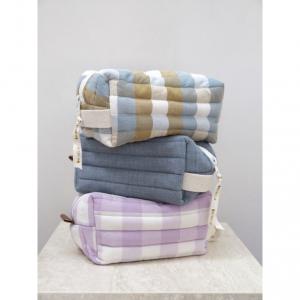 Quilted Toiletry Bag - Cottage Blue Checks, Cottage Blue-One Size - Fabelab - 2006238867