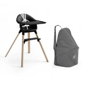 Chaise haute Stokke Clikk Noir-naturel et sac de transport - Stokke - BU485