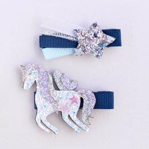 Boutique Pince à cheveux étoile licorne bleu marine, 2 styles assortis - Great Pretenders - 90808