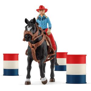 Cowgirl et Tonneaux de Racing - Schleich - 42576
