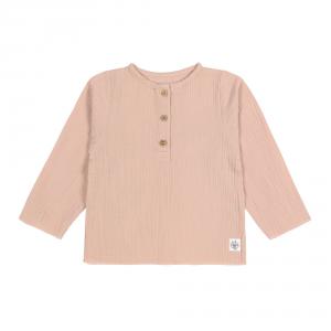 T-shirt manches longues en mousseline rose poudré 07-12 mois - Lassig - 1531040772-80