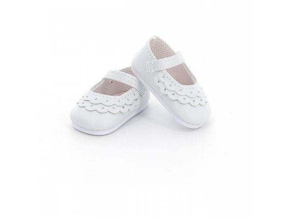 Chaussures à bride coloris blanc avec dentelles pour minouche 34 cm