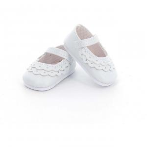 Chaussures à bride coloris blanc avec dentelles  pour poupée de 39 à 48 cm - Petitcollin - 603923