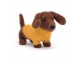 Peluche Sweater Sausage Dog Yellow - L: 16 cm x l: 7 cm x h: 14 cm - Jellycat - S3SDY