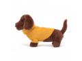 Peluche Sweater Sausage Dog Yellow - L: 16 cm x l: 7 cm x h: 14 cm - Jellycat - S3SDY