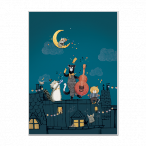 Affiche Nuit sur les toits 50x70cm Les Moustaches - Moulin Roty - 666137