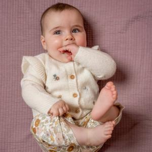 Cardigan en tricot avec broderie Soft White  - 80 - Little-dutch - CL25392601