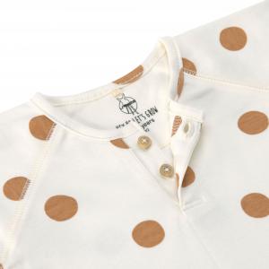 T-Shirt manches longues GOTS Big Dots blanc cassé 74/80, 7-12 mois, bouton devant - Lassig - 1531012167-80