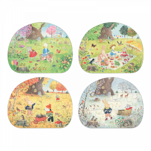 4 mini puzzles des saisons (4x12 pièces) La Grande famille - Moulin Roty - 632440