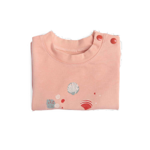 HELINE Tee-shirt 6m jersey rose motif coquillages  - 6 mois - Moulin Roty - 719791